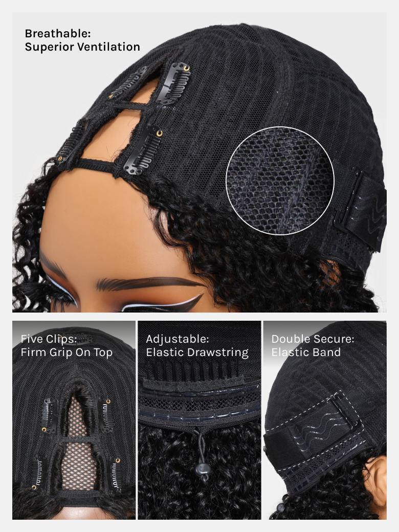 Klaiyi New EasiContour™ Yaki Straight V Part Wig Meets Real Scalp Ready To Wear Glueless Wig with  Invisi Drawstring
