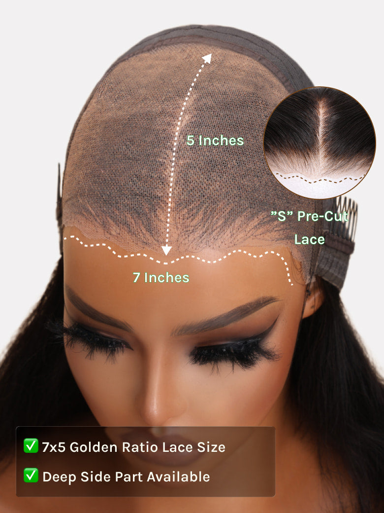 Klaiyi Afro Kinky Curly & Jerry Curly Reddish Brown 200% Density 7x5 Bye Bye Knots Lace Closure Put On and Go Glueless Wig