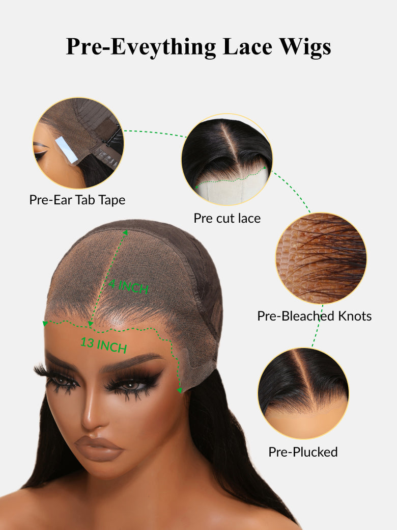 Klaiyi Yaki Straight Put On and Go Glueless Lace Wigs 7x5 Bye Bye Knots Human Hair Lace Wig