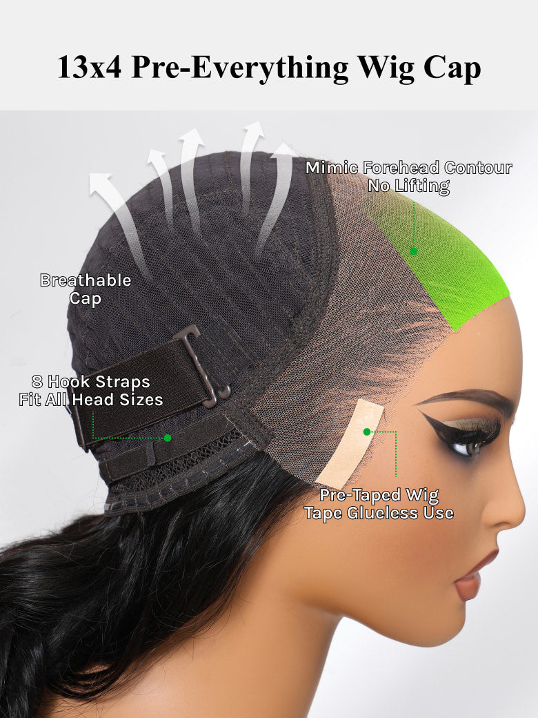 Klaiyi 13x4 Body Wave Pre-Everything™ Lace Frontal Wig Byebye Glue Lace Front Wigs with Invisible Knots