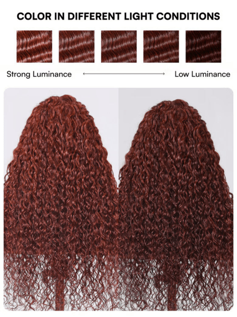 Klaiyi 7x5 Reddish Brown Jerry Curl Put on & Go Wig with Bleach Knots Flash Sale