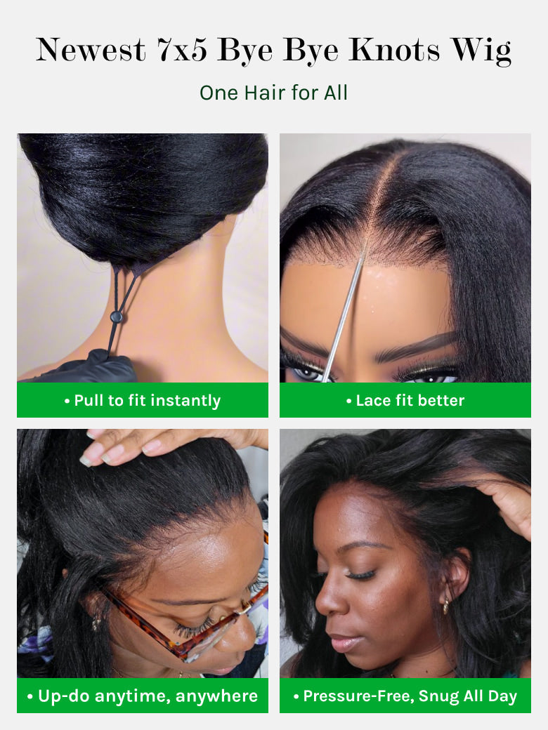 Klaiyi Ombre Highlight Blonde Body Wave 7x5 Bye Bye Knots Lace Wig Human Hair Put on and go Wigs